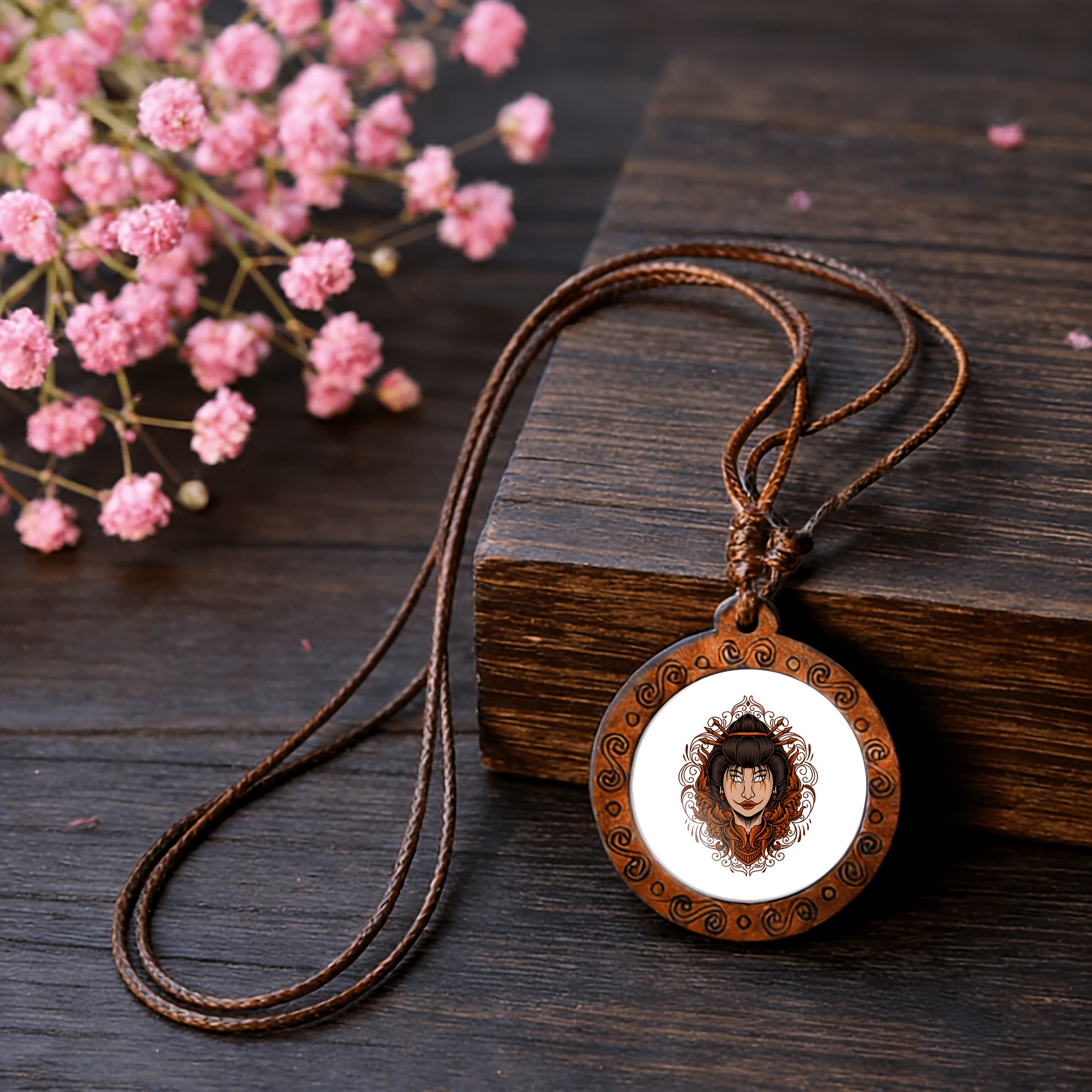 Handcrafted Necklace & Pendant, Synthetic Recycled Wood Design